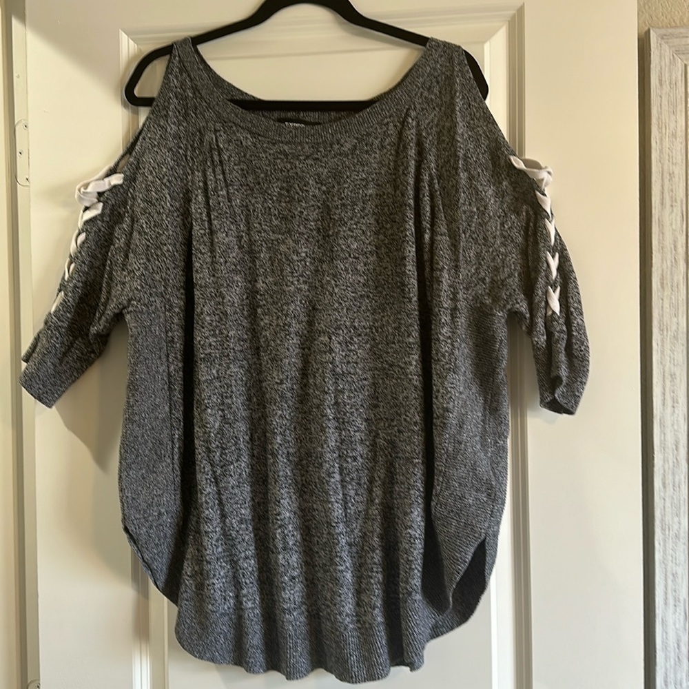 Express Navy Cold Shoulder Sweater